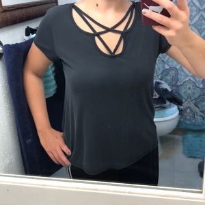Black criss cross top